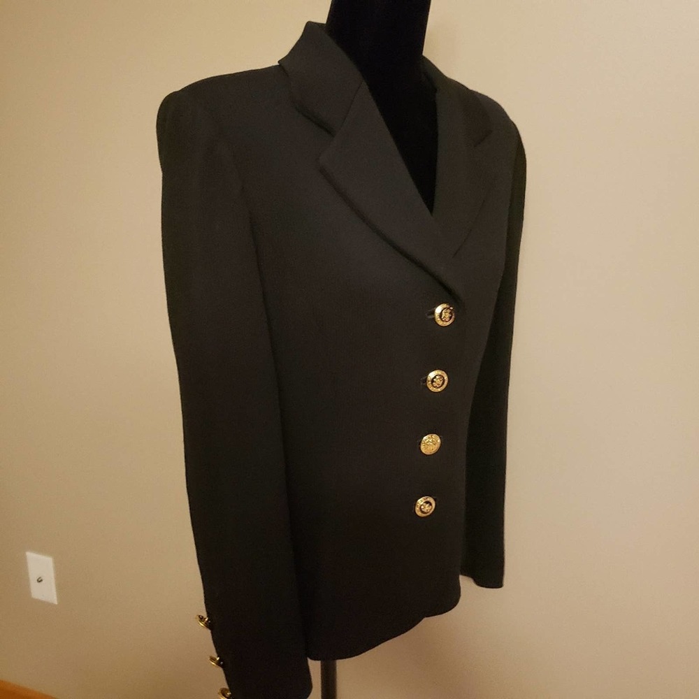 St. John Knits Basic Black Santana Knit Blazer 10 - image 1